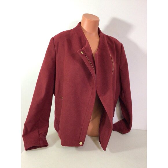 Deep Cherry Coat Oversized Bouclé Womens XL - Picture 1 of 14